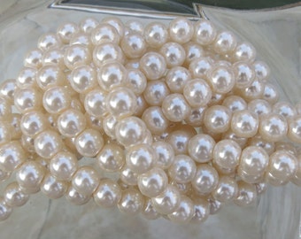 6mm Ivory Colored Glass Pearl Strand 16in. (i126)