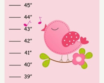 MEGA SALE SALE Personalized Birds and Bird Houses with Pink Background Canvas Growth Chart