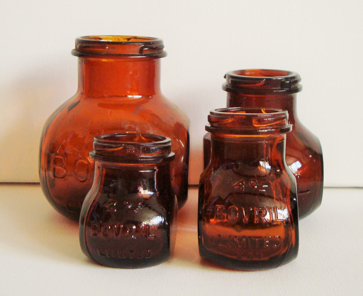 Vintage Bovril Screw Top Jars Set Of 4 By Laurasvintagehome