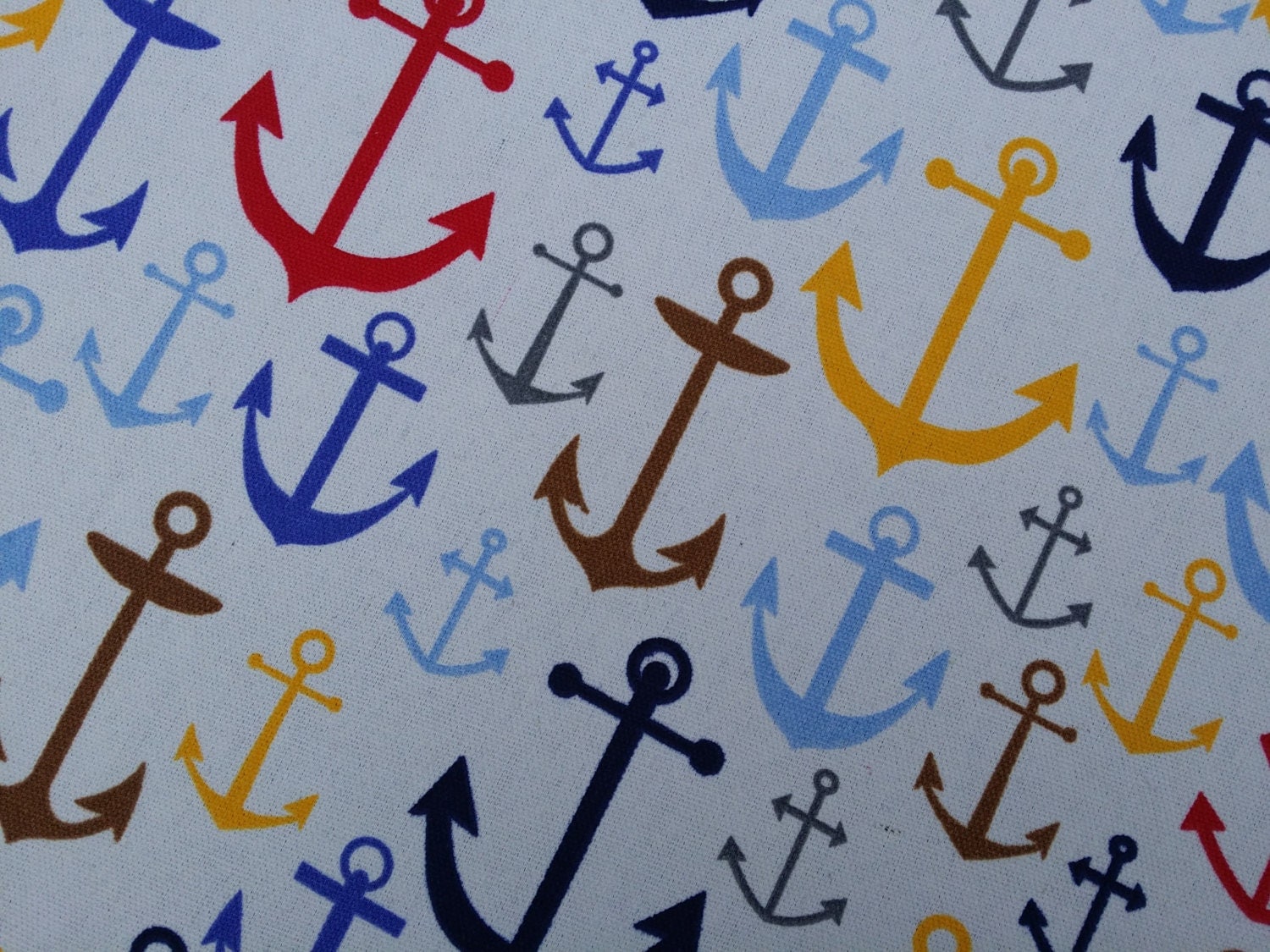 Nautical Large anchor motif Print fabric by
