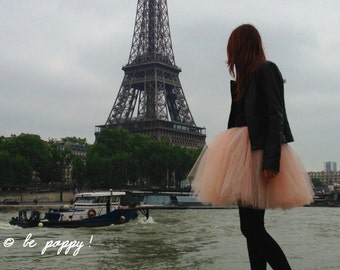 SHORT APRICOT TUTU skirt - Tea lenght apricot tulle skirt - 8 layers sewn tutu - Custom - Adult tutu skirt - Girl tulle skirt - Flower girl