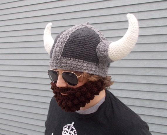 mens hat with beard crochet pattern Men's Hat Torbjørn Viking the Beard & Crochet Removable in Terrible