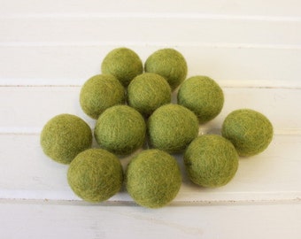 Olive Green Felt Balls 12 count
