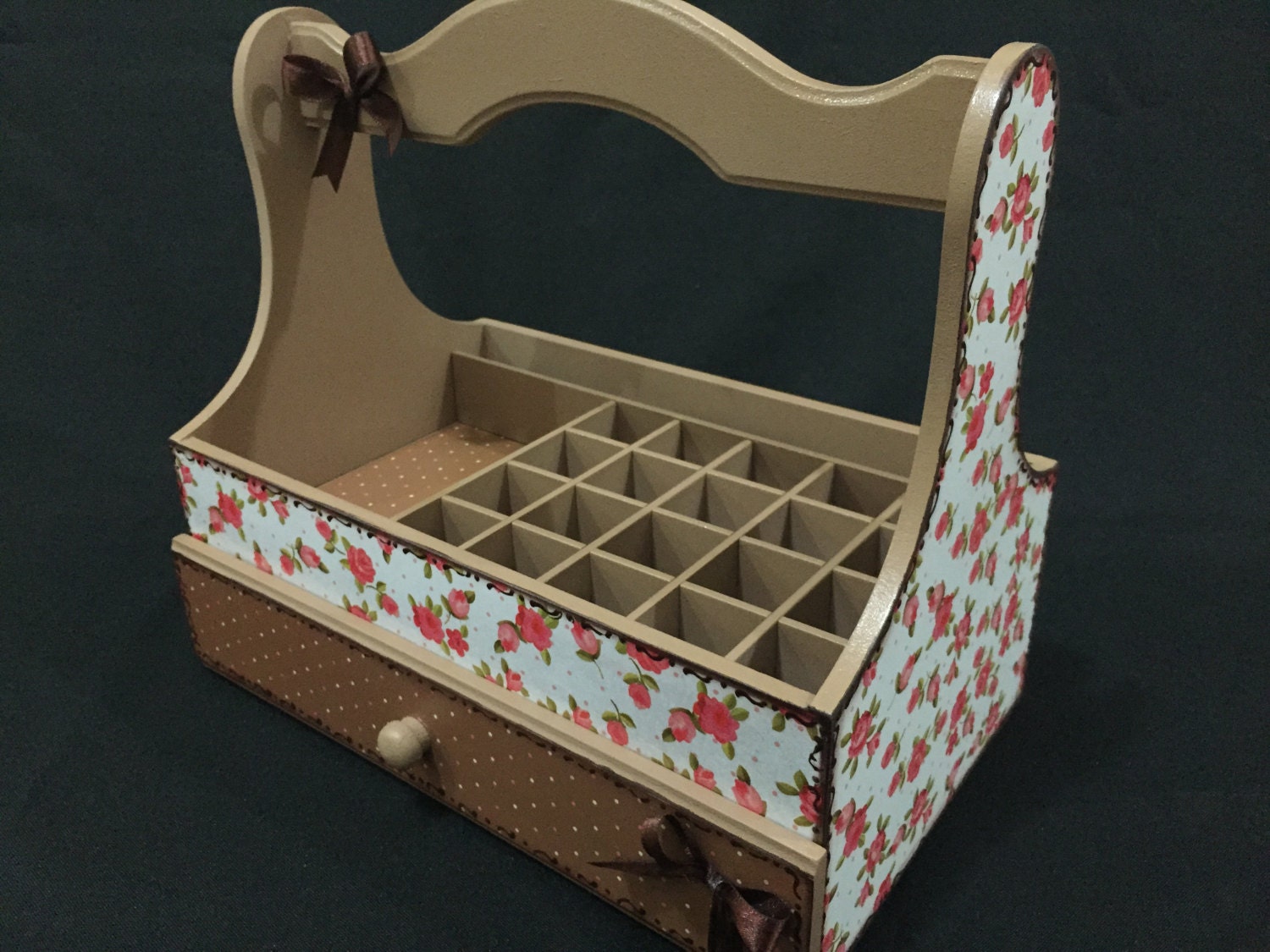 Nail Polish Organizer Wooden Storage Box with by CLVLArtsBrazil