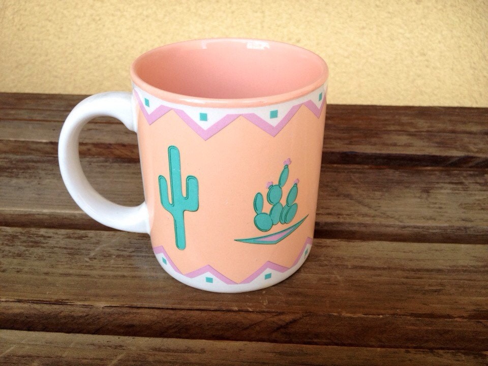 Cacti Mug Cactus Mug Succulent Mug Southwestern Cup Peach