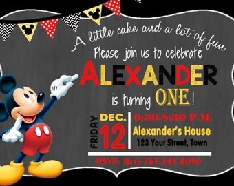 Mickey Mouse Invitation, Mickey Birthday Invite, Mickey Birthday Party, Mickey Invitation, 20 Printed Invitations & Envelopes, Mickey Mouse