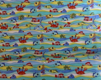 Cotton Fabric, Quilt Fabric, Home Decor, Fish Swimming, Under the Sea by Quilting Treasures,  Fast Shipping