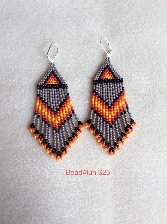 Allie Beads Red Wolf Earrings