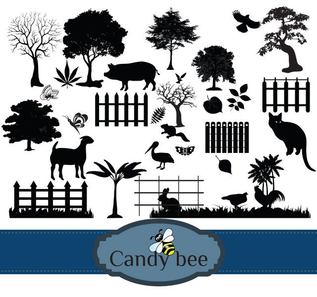 Farm Silhouettes Clip art SAJ-349 by CandyBeeDesigns on Etsy