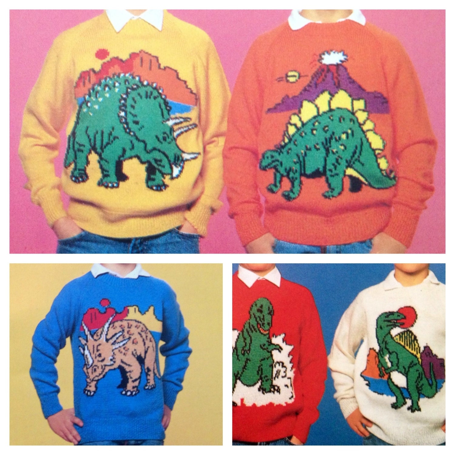 dinosaur jumper knitting pattern sweaters for children and