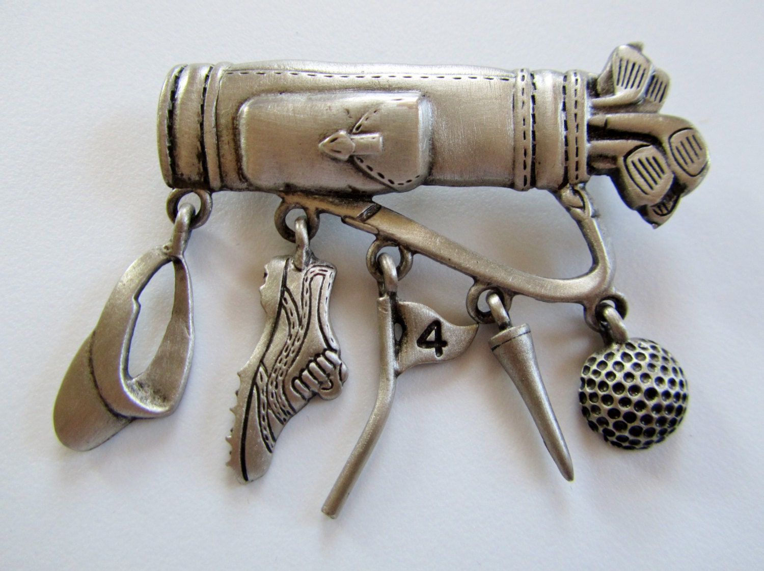 JJ Silver Pewter Golf Bag With Five Dangling Charms Haute Juice