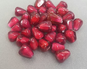 12 Pomegranate Seed Beads Handmade Glass Lampwork Beads, Pomegranate Seed Beads