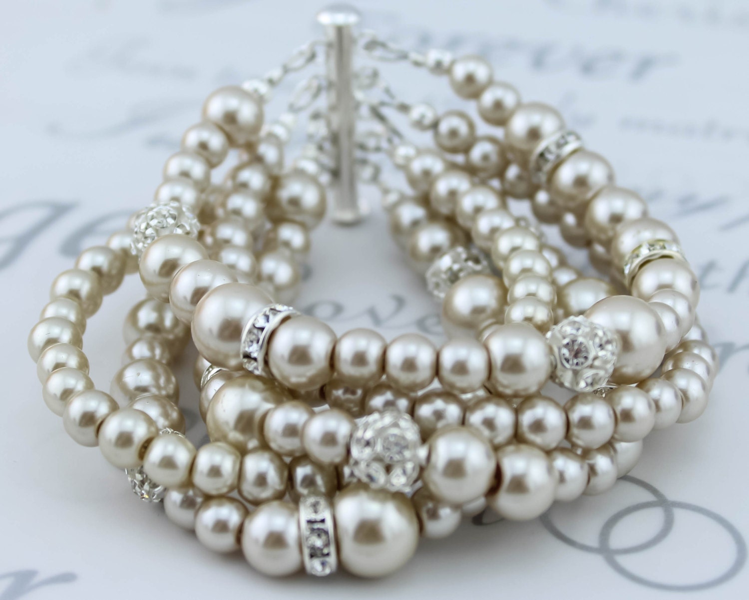 Bridal Cuff Bracelet Pearl Cuff Bracelet by LilykayCouture