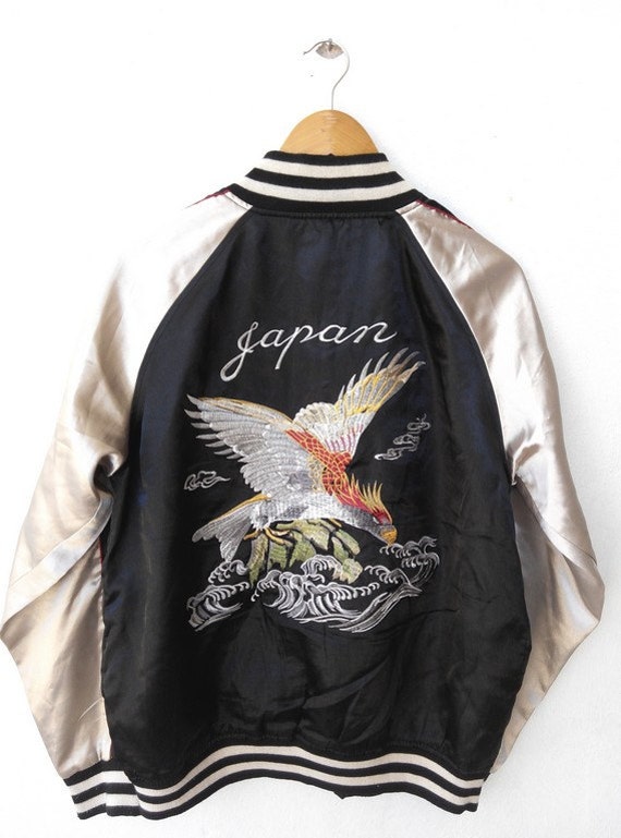 Vtg Vintage 90's SUKAJAN Japan Eagles Embroidery Dragon