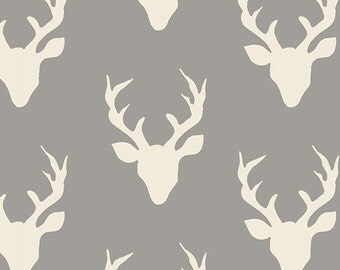 Deer silhouette fabric - Art Gallery Fabrics Hello, Bear - Buck Forest Mist