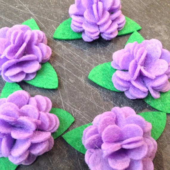 Pre Made Felt Flowers Purple Shades Die Cut Felt Roses by OhMyFelt
