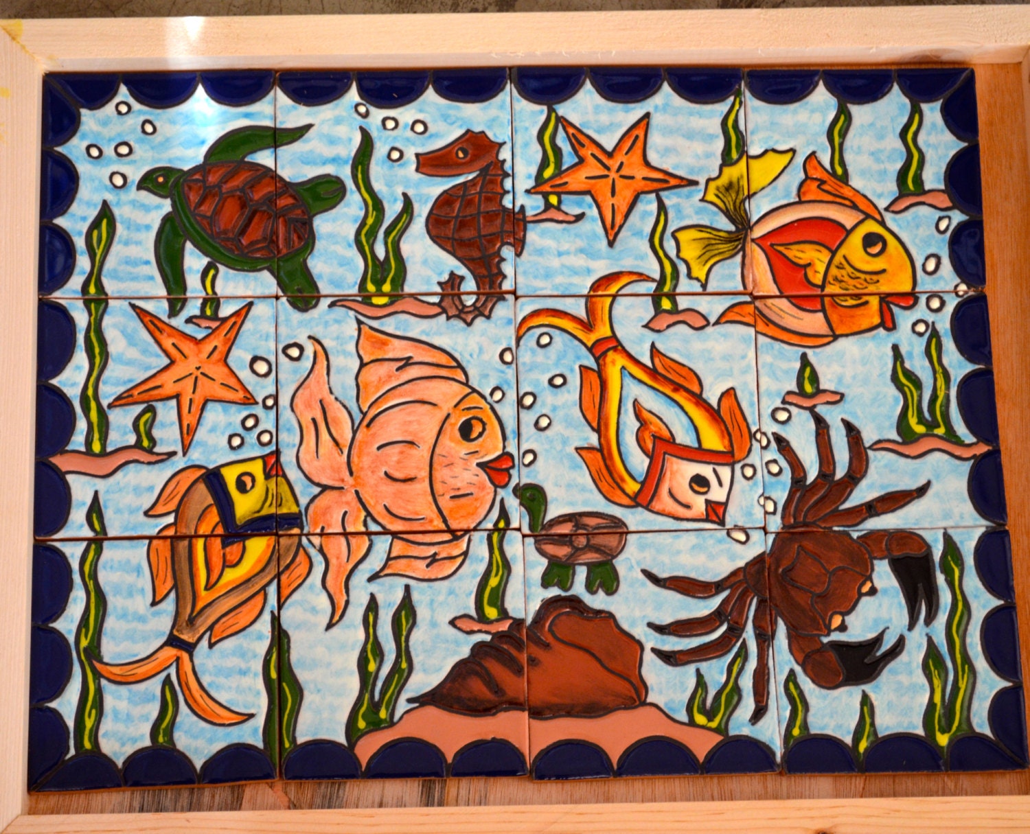 12 pieces Mexican Tile Wall Mural by MexicanTiles on Etsy