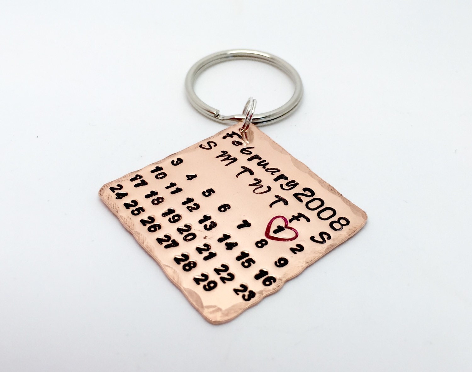 7th anniversary gift copper calendar keyring/keychain
