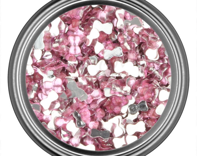 Light Pink Bow Rhinestone Gems Flat Back Face Art Nail Art Scrapbook Phone Decoration 3mm