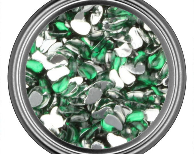 Green Comma Rhinestone Gems Flat Back Face Art Nail Art Scrapbook Phone Decoration 3mm
