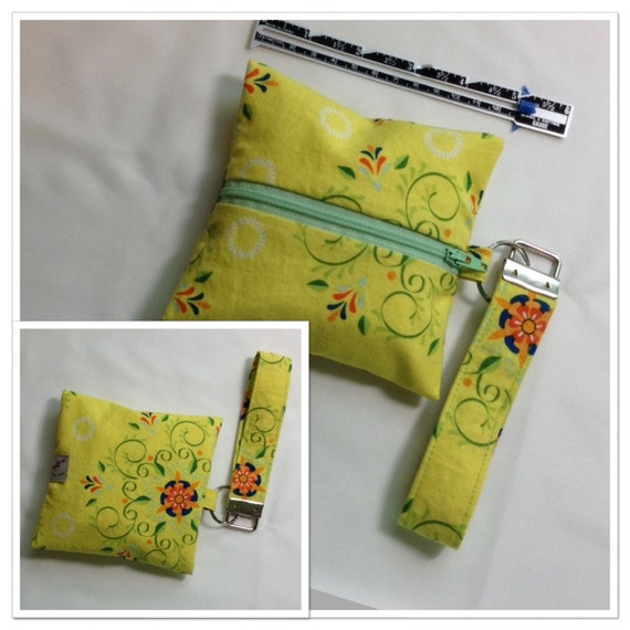 Mini Grab n Go Wet Bag  Washable Wipes in Yellow Print With Wrist ...