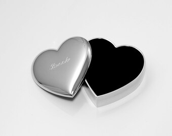 Engraved jewelry box - Personalized heart jewelry box for Bridesmaid, Flower girl or gift for anyone
