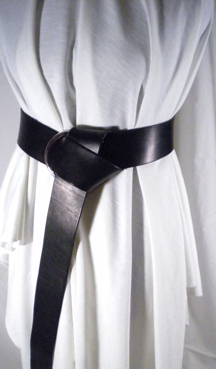 Handmade Black Leather O-Ring Belt Made to Order