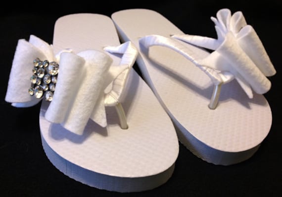 white flip flops for bride