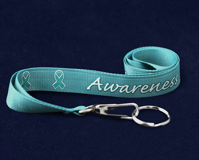 Wholesale Teal Ribbon Awareness Lanyards by FundraisingForACause