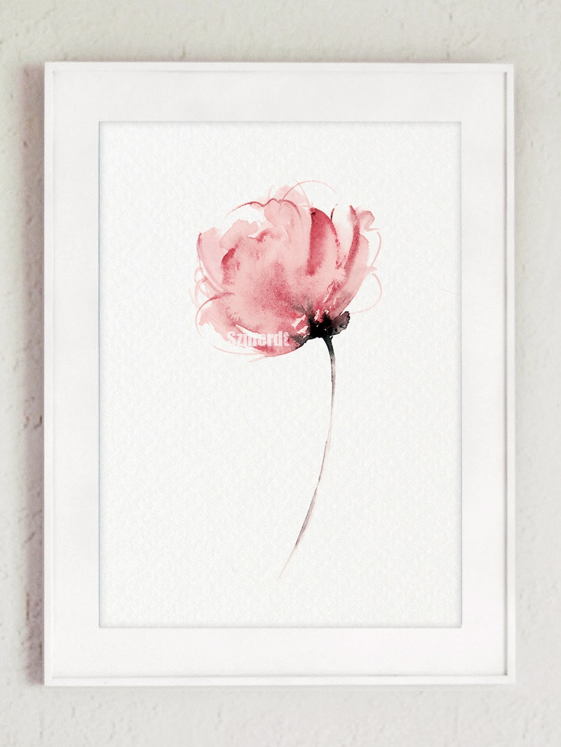 Watercolor Flower Abstract Art Print Pink Floral Home Decor
