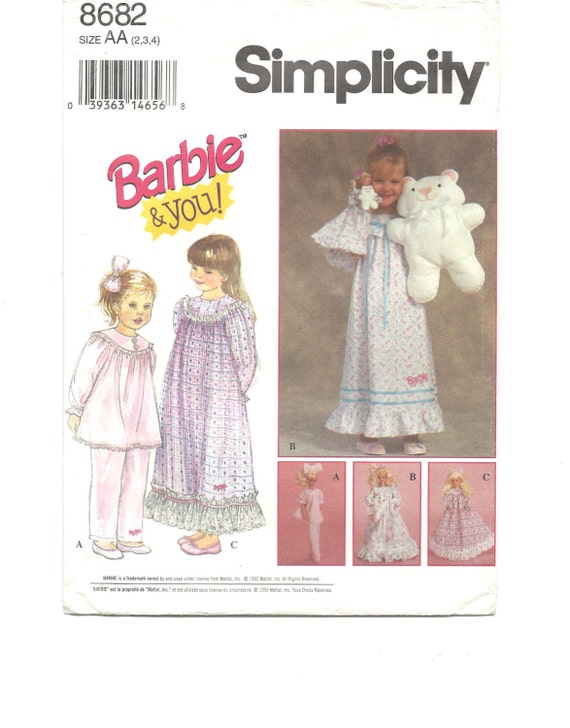 Vintage Childs NIGHTGOWN PAJAMAS Sewing Pattern Hairbow