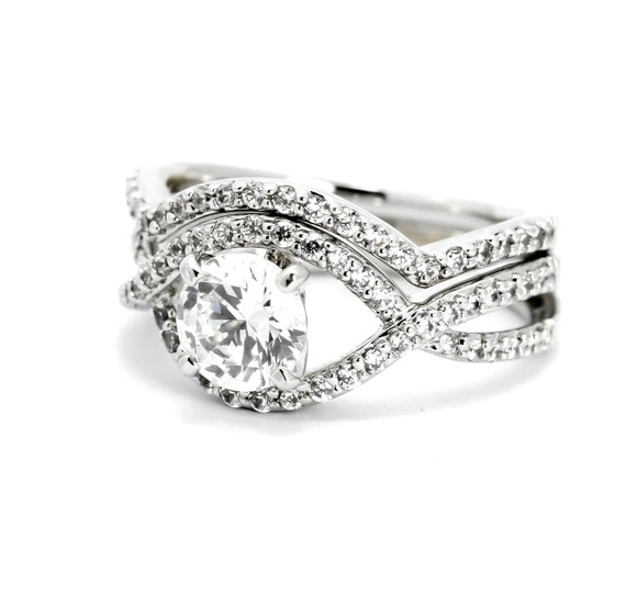 Moissanite Engagement Ring  Wedding Set, Unique Infinity Style With 1 ...