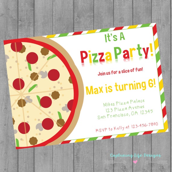 Items similar to Pizza Party Invitation | Pizza Party Birthday ...