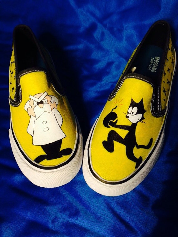 Custom hand painted shoes Felix the Cat made to by RocketRelics