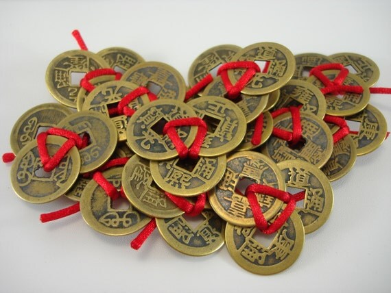 Feng Shui Money Luck Talisman 3-Coins Tied by FengShuiEarth