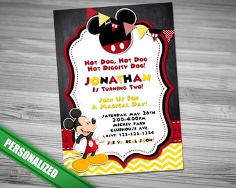 MICKEY MOUSE INVITATION, Mickey, Invitation, Mickey Invitation, Birthday, Mickey Mouse Invitation, Mickey Birthday Party Invitation