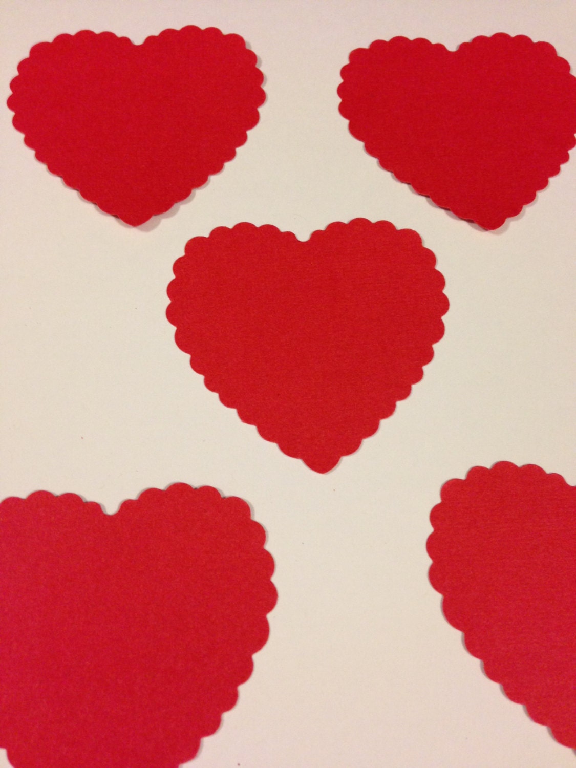 Large scalloped heart punch red paper hearts by ChrissyDsCrafts