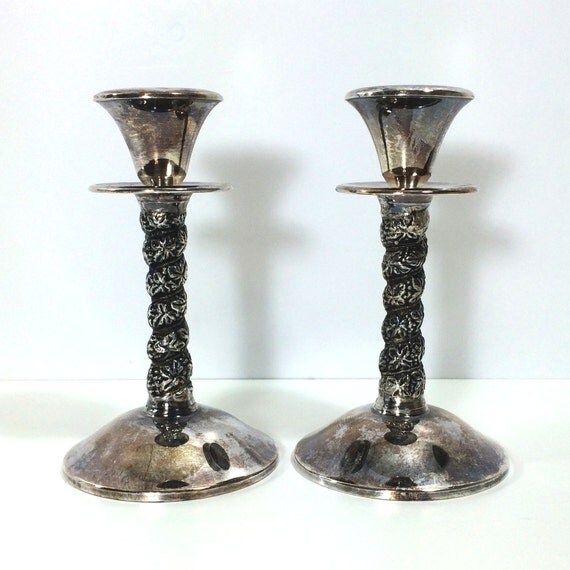Vintage Pair of Plator Silver Plated Candle Holders