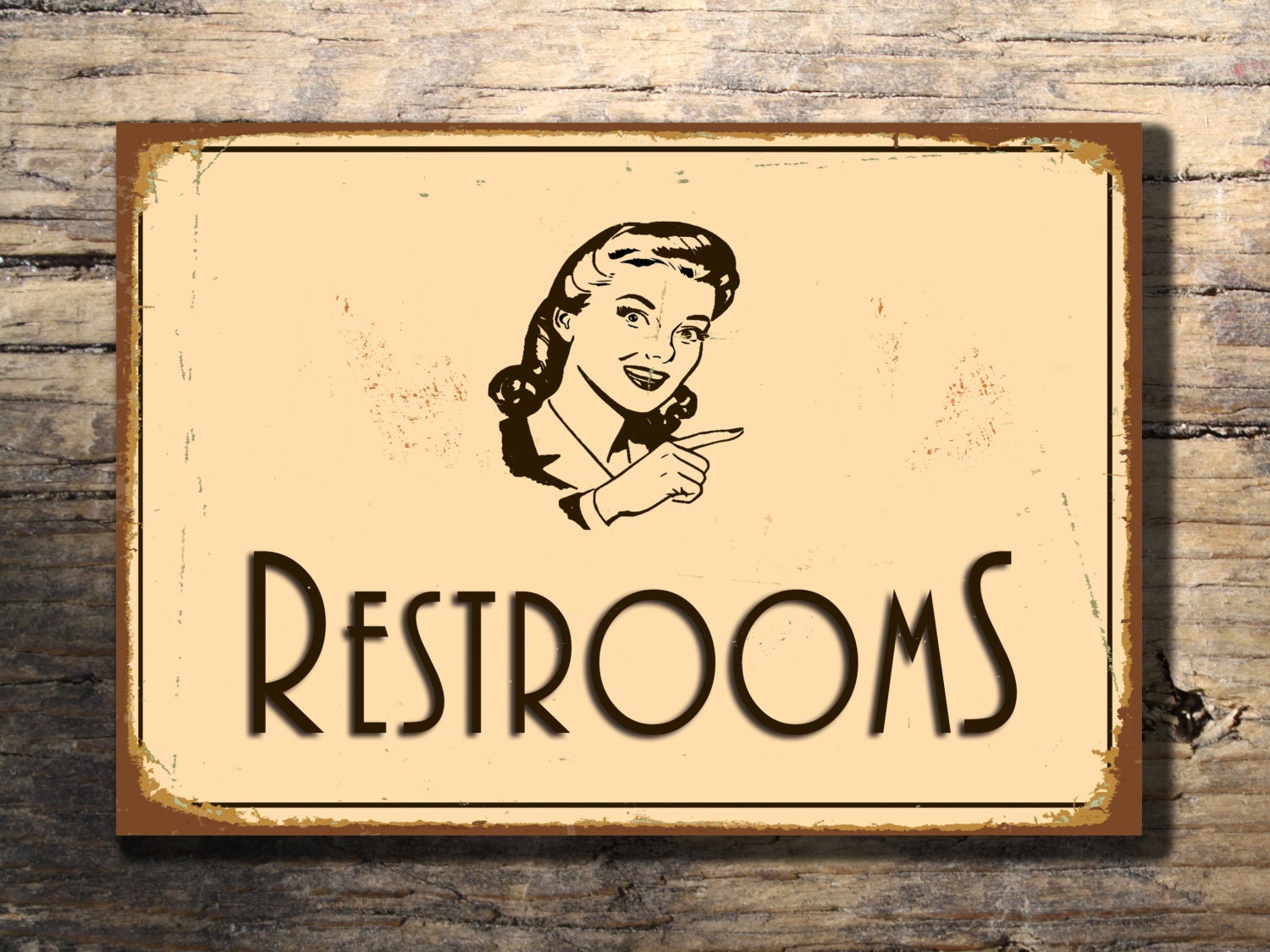 RESTROOM SIGN Restroom signs Vintage style by ClassicMetalSigns