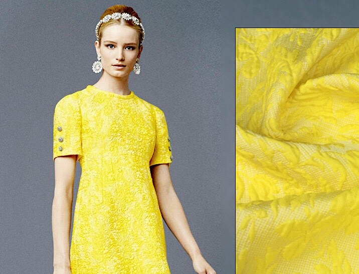 ON SALE Jacquard fabric Blue Yellow fabric Thick