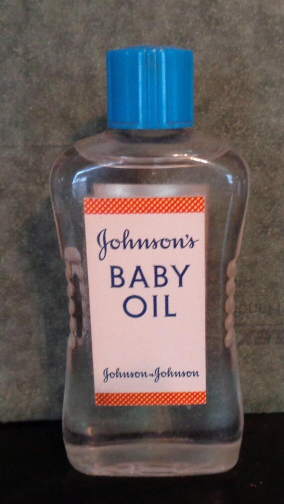 Vintage Johnson and Johnson's Baby Oil Full Glass Bottle