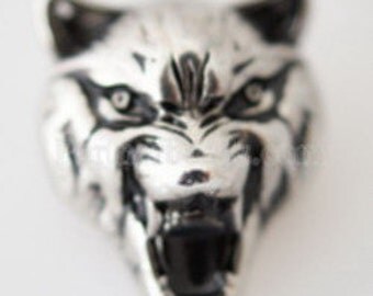 Clearance ~ KB7014 Antiqued Silver 3D Wolf's Head