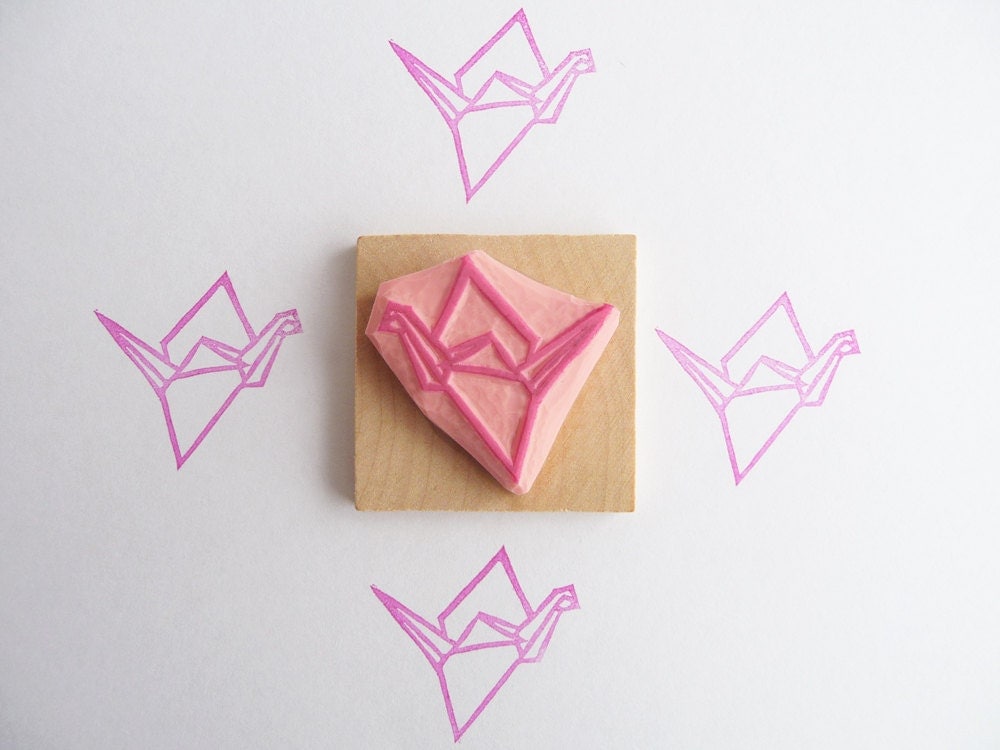 Tampon grue origami par Kraftille