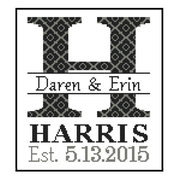 1 custom Monogram Cross Stitch Pattern Modern cross stitch