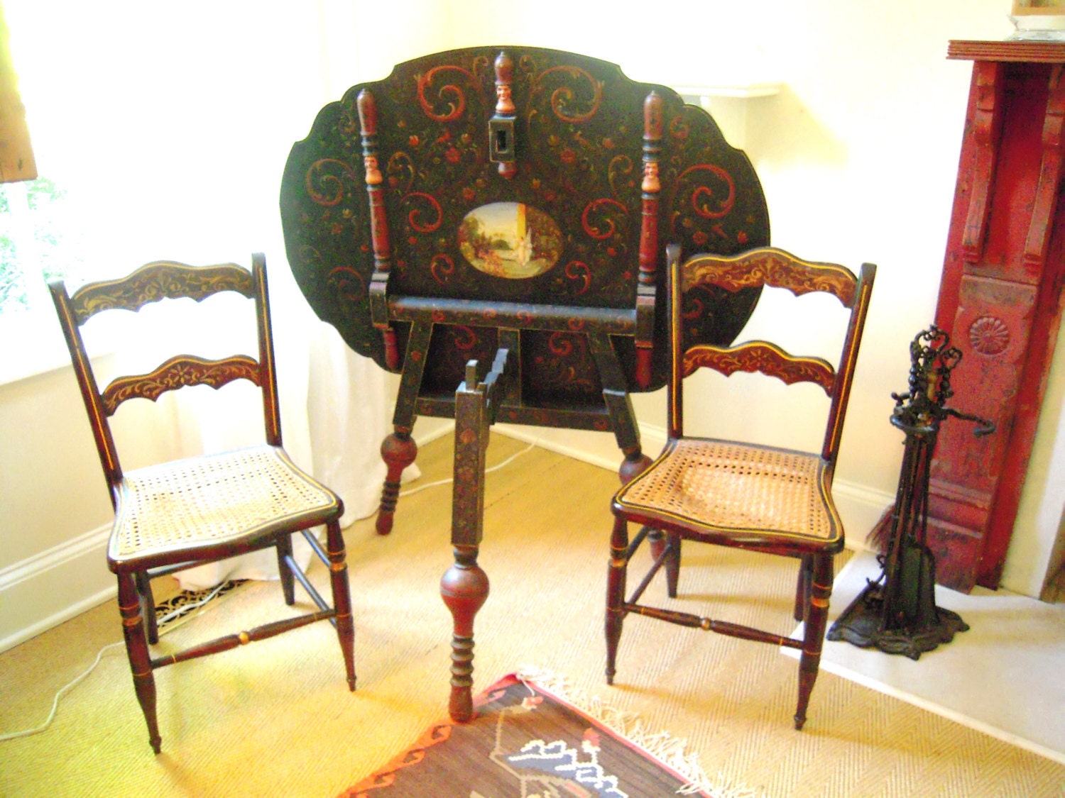 Hindeloopen Antique Dutch Painted Tea Table Klap aan de Wand – Haute Juice