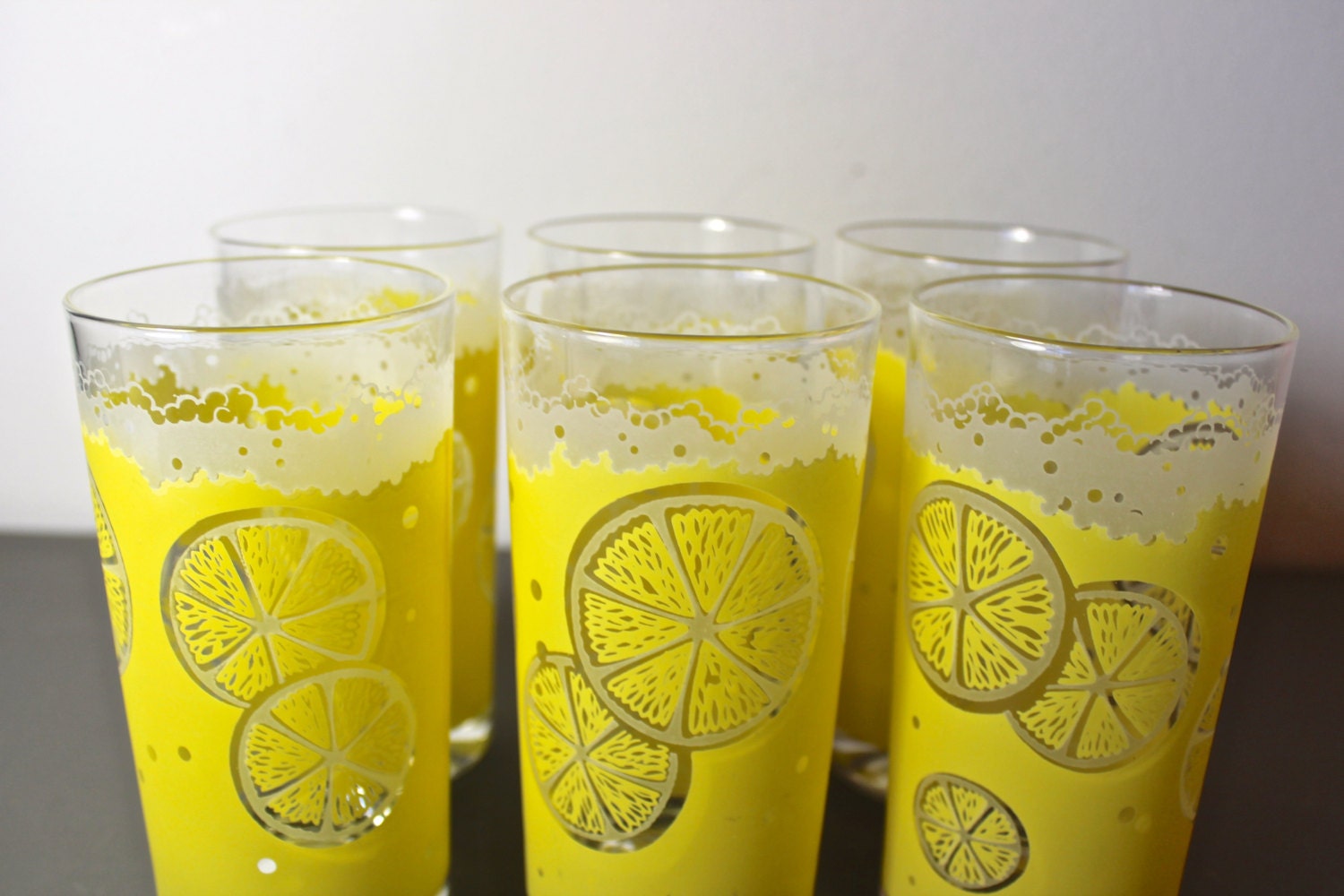 Mid Century Drinking Glasses Lemon Yellow Fred Press