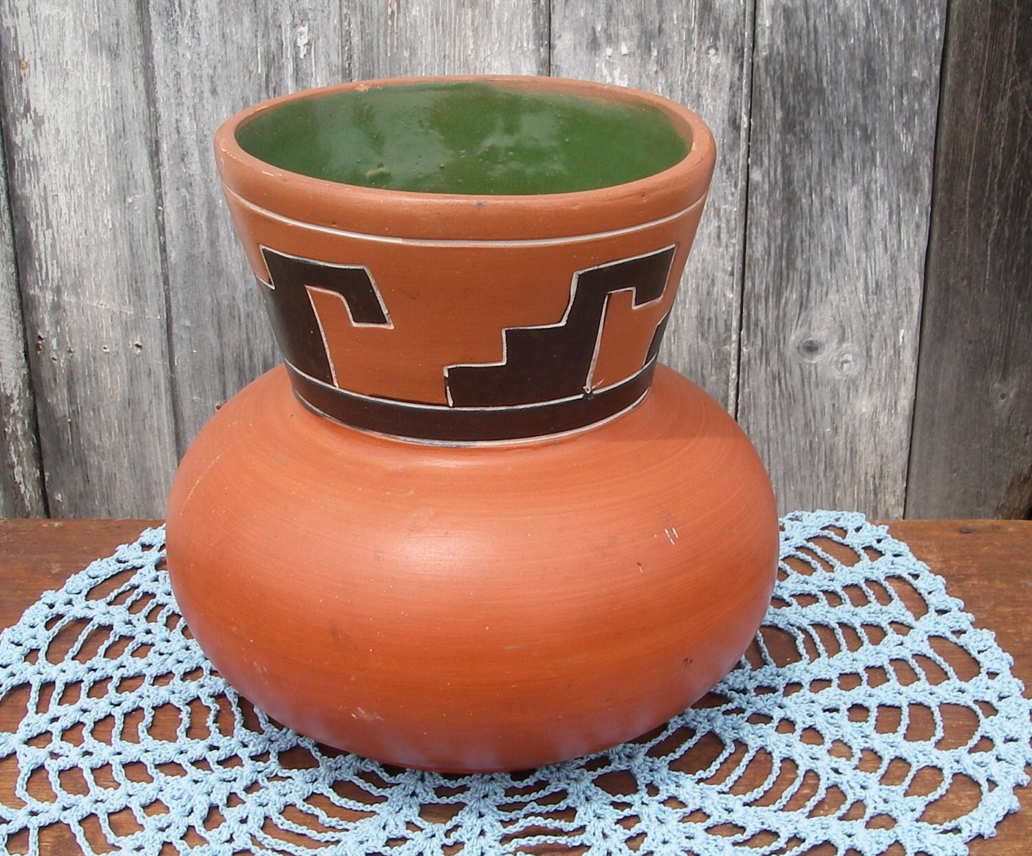 Vintage Mexican Pottery Glazed Red Clay by tnjsvintagetreasures