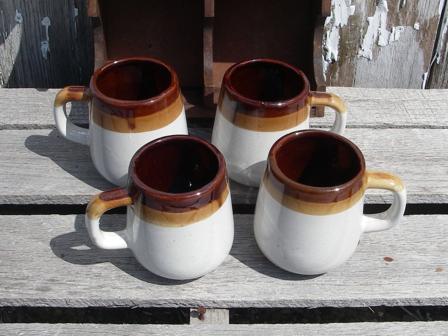 Vintage Coffee Cups Set of Four Stoneware by tnjsvintagetreasures