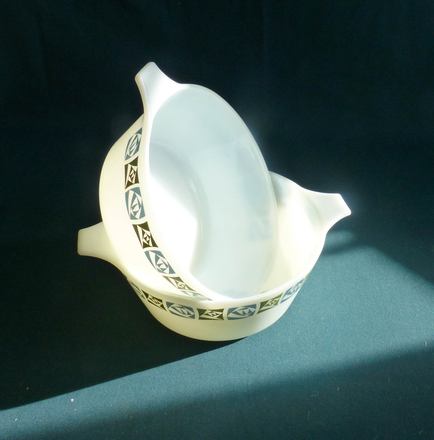 JAJ Pyrex “Chequers” (Checkers) Casserole Vegetable Serving Dishes. Set