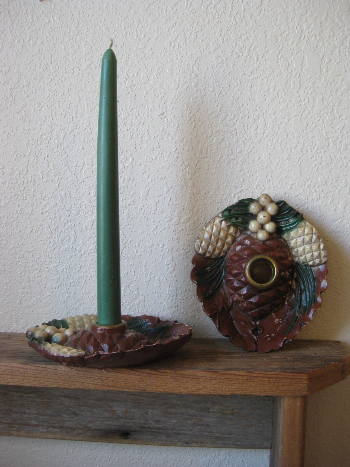 rustic vintage pine cone candle holders by squaregrannyvintage rustic vintage pine cone candle holders by squaregrannyvintage